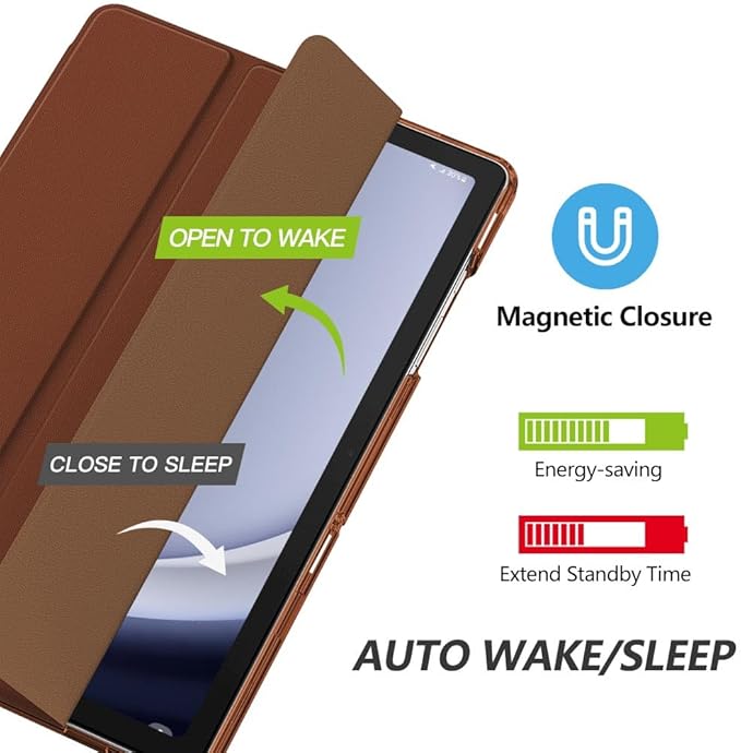 MoKo Case for Galaxy Tab A9+/A9 Plus 11 inch 2023, Slim Stand Protective Smart Cover with Hard PC Translucent Back Shell for Tab A9 Plus Tablet (SM-X210/X216/X218), Auto Wake/Sleep, Brown
