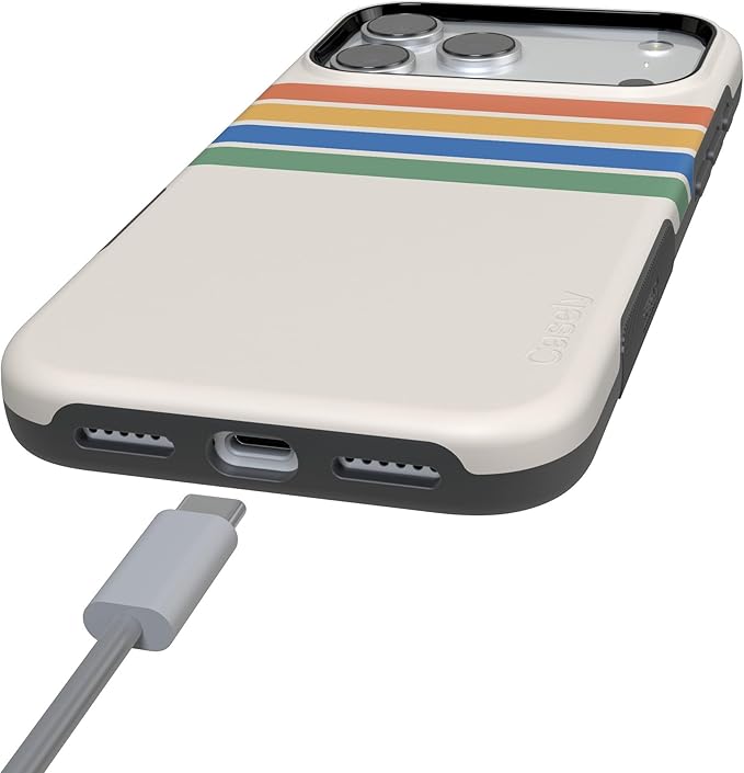 Casely iPhone 17 Pro Case | Totally Groovy | Rainbow Stripes Color Block | Compatible with MagSafe | Bold Protective Design