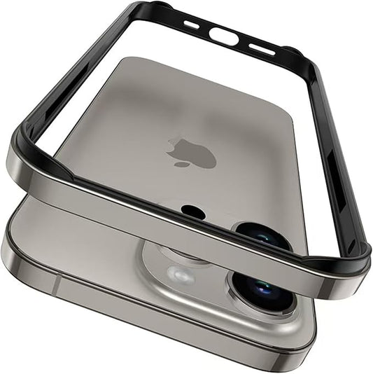 New Aluminum Frame Metal Bumper Frame Slim Hard Case Cover for iPhone16Pro/Pro MAX, Metal Frame with Soft Inner Bumper, Raised Edge Protection (Gray Titanium, for iPhone16 Pro Max)