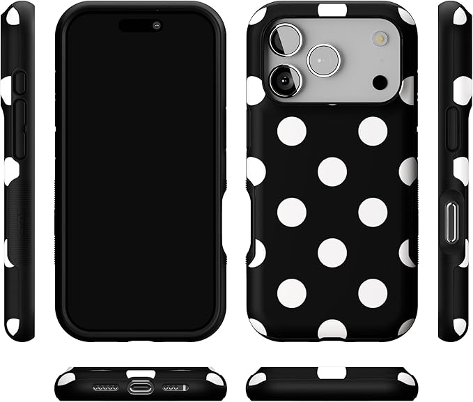 Casely iPhone 17 Pro Case | Polka Dots | High Contrast Design | Bold Protective Design | Compatible with MagSafe