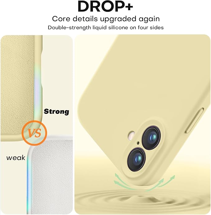 Vooii Compatible with iPhone 16 Case, Liquid Silicone Upgrade [Camera Protection] [Soft Anti-Scratch Microfiber Lining] Shockproof Phone Case for iPhone 16 6.1 inch - Creamy Yellow