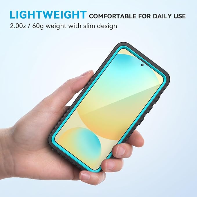 Lanhiem for Samsung Galaxy S24 FE Case, IP68 Waterproof Dustproof Case with Built-in Screen Protector, Full Body Heavy Duty Shockproof Protective Phone Cover for Galaxy S24FE 5G, Blue/Clear