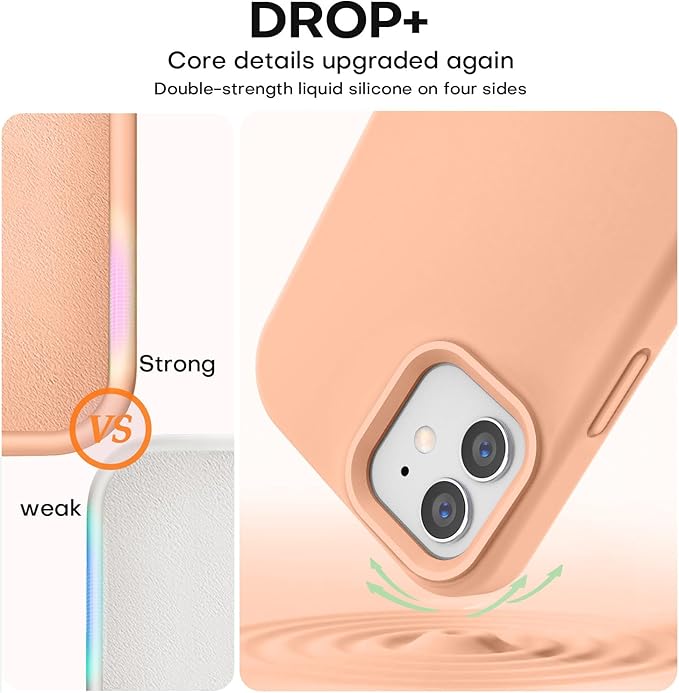 Vooii Compatible with iPhone 12 Case/iPhone 12 Pro Case, Liquid Silicone Upgrade [Soft Anti-Scratch Microfiber Lining] [Shockproof Drop Protection] Phone Case 6.1 inch - Cantaloupe