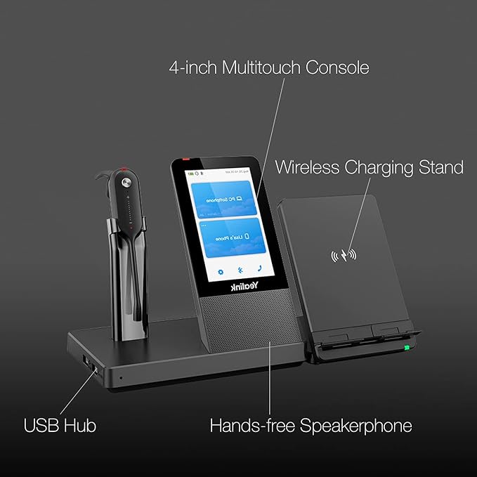 Yealink WH67 Wireless Headset for MS Teams, All Day Battery, Optimized for Voice Audio Clarity, Compatible with Zoom, Meet and Business Apps, PC,Mac, Deskphone