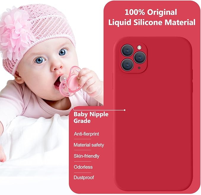 Vooii Compatible with iPhone XR Case, Upgraded Liquid Silicone with [Flat Edges] [Camera Protection] [Soft Anti-Scratch Microfiber Lining] Phone Case for iPhone 10 XR 6.1 inch - Red