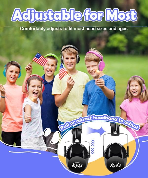 PROHEAR 032 2.0 Noise Cancelling Headphones for Kids - 25dB Noise Reduction - Adjustable Sensory Ear Protection Muffs for Concert, Fireworks, Monster Truck Shows, School - Black