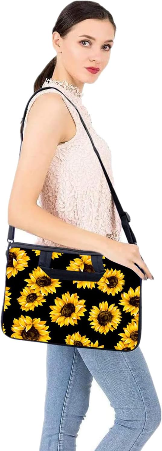 RICHEN 10 inch Messenger Bag Carrying Case with Handle Accessory Pocket Fits 7 to 10-Inch Laptops/Notebook/Kids Tablet (7-10.2 inch, Sunflowers)