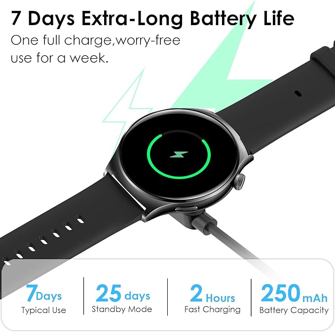 Smart Watch for Men Women, 1.43" HD AMOLED Bluetooth Call Smartwatch Compatible Android iPhone Phones with Fitness Tracker Counter/Heart Rate Sleep Monitor/120+ Sports Modes/IP68 Waterproof, Black