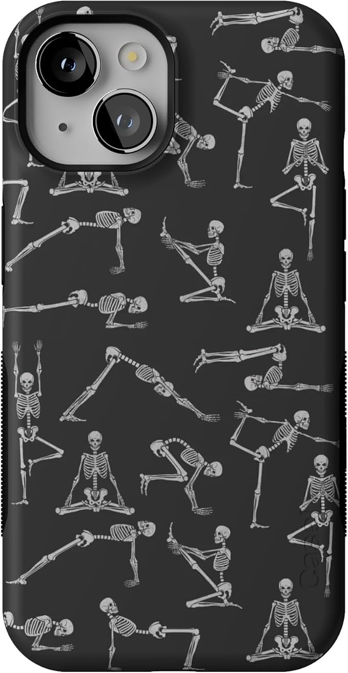 Casely iPhone 14 Case | Corpse Pose | Skeleton Yoga | Compatible with MagSafe | Bold Protective Design