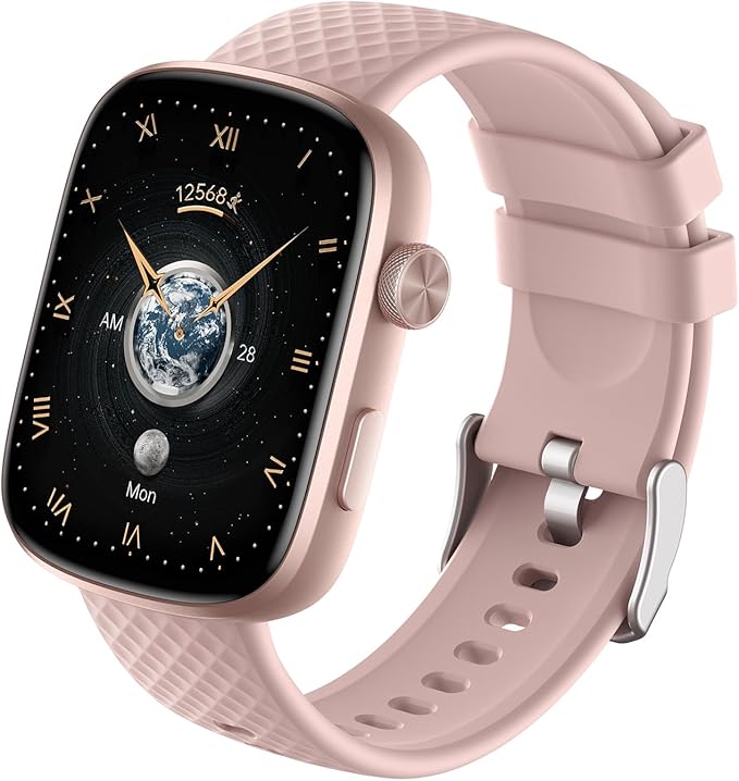 YMS Smart Watch for Women Men - (Answer/Make Calls) Compatible with iOS/Android Phones,3ATM Waterproof,Heart,Rate,Sleep,Pressure,Steps Monitor,100+ Sports Trackers (Pink)