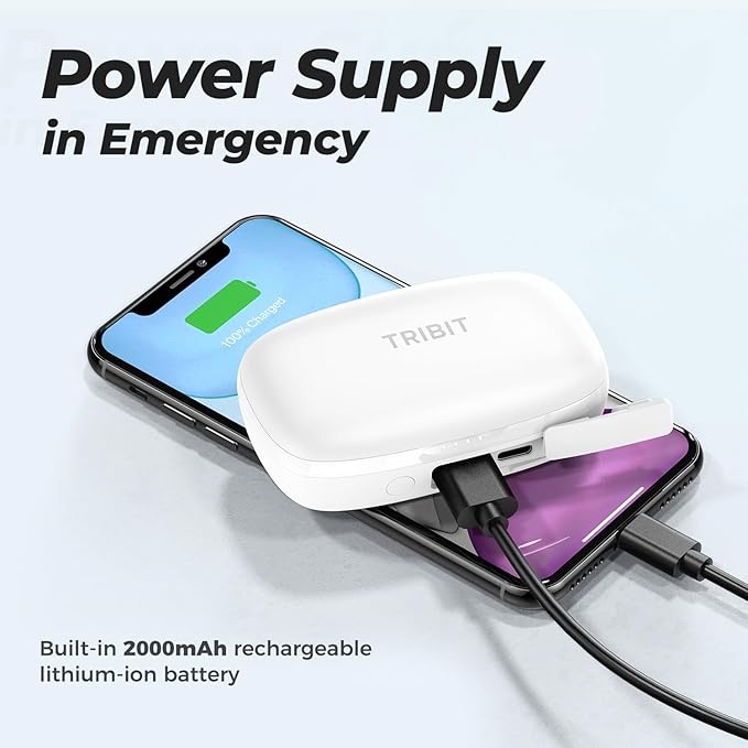 Tribit Wireless Earbuds, 110H Playtime Bluetooth 5.3 IPX8 Waterproof Call Noise Reduction Bluetooth Earbuds Headphones with Mic Earphone in-Ear Wireless Earphones, Flybuds 3 White