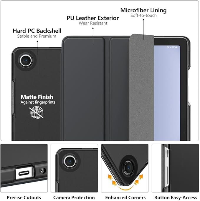 MoKo Case for Galaxy Tab A9+/A9 Plus 11 inch 2023, Slim Stand Protective Smart Cover with Hard PC Translucent Back Shell for Tab A9 Plus Tablet (SM-X210/X216/X218), Auto Wake/Sleep, Space Gray