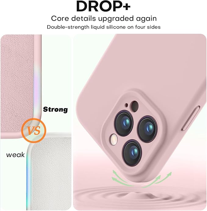 Vooii Compatible with iPhone 15 Pro Max Case, Upgraded Premium Silicone, [Camera Protection] [Soft Anti-Scratch Microfiber Lining] Shockproof Phone Case for iPhone 15 Pro Max 6.7 inch - Pink Sand