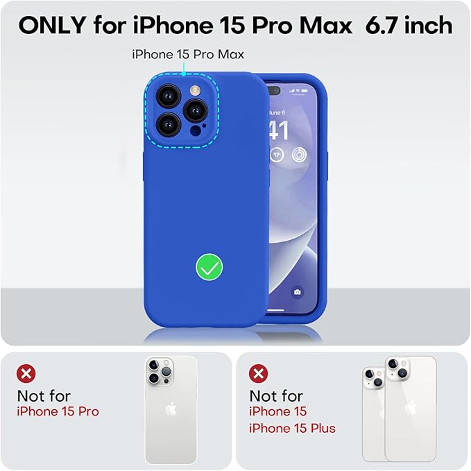 Vooii Compatible with iPhone 15 Pro Max Case, Upgraded Premium Silicone, [Camera Protection] [Soft Anti-Scratch Microfiber Lining] Shockproof Phone Case for iPhone 15 Pro Max 6.7 inch - Klein Blue