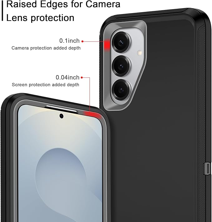 for Samsung Galaxy S25 Case Heavy Duty Protective Case Shockproof Dropproof 3-Layer Full Body Protection [Without Screen Protector] Tough Rugged Case for Galaxy S25,Black/Grey