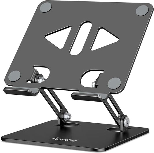 Tablet Stand Holder for Desk, Adjustable Desktop Tablet Holder, Foldable Aluminum Tablet Mount for iPad pro 12.9, iPad Air Mini, Samsung Galaxy Tabs Z Fold Kindle Fire 4-12 inch, Black