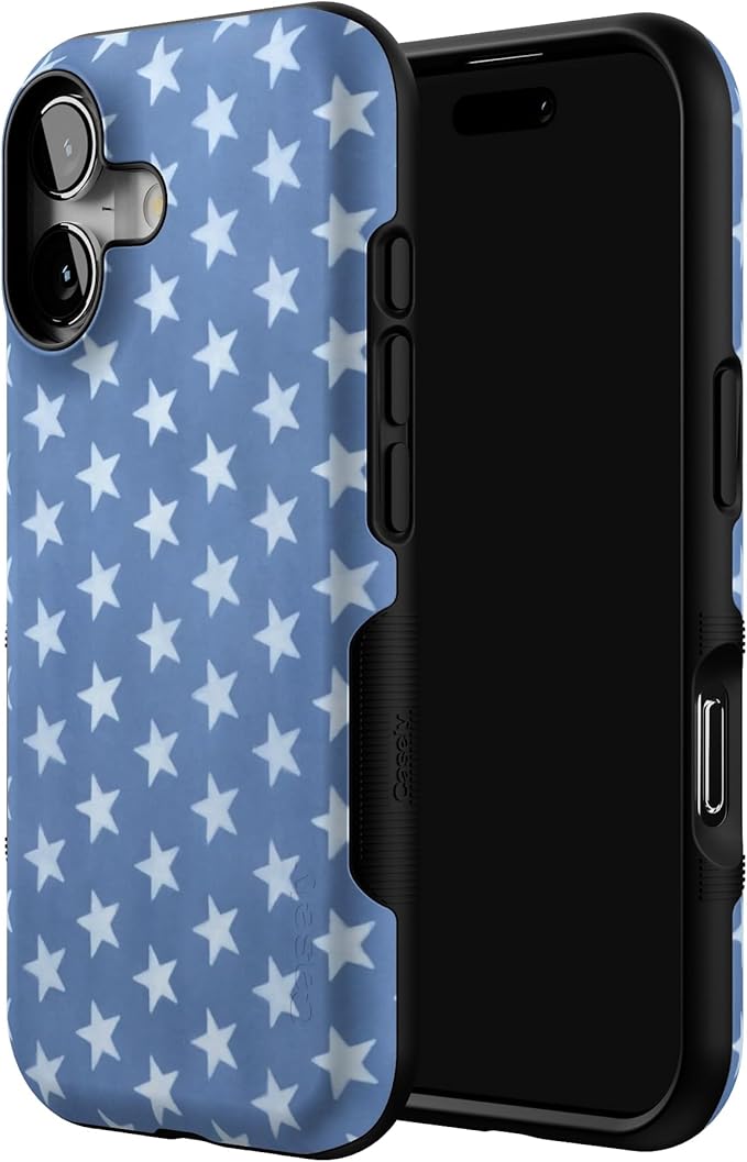 Casely iPhone 17 Case | Coastal Blues | Denim Stars | Bold Protective Design | Compatible with MagSafe