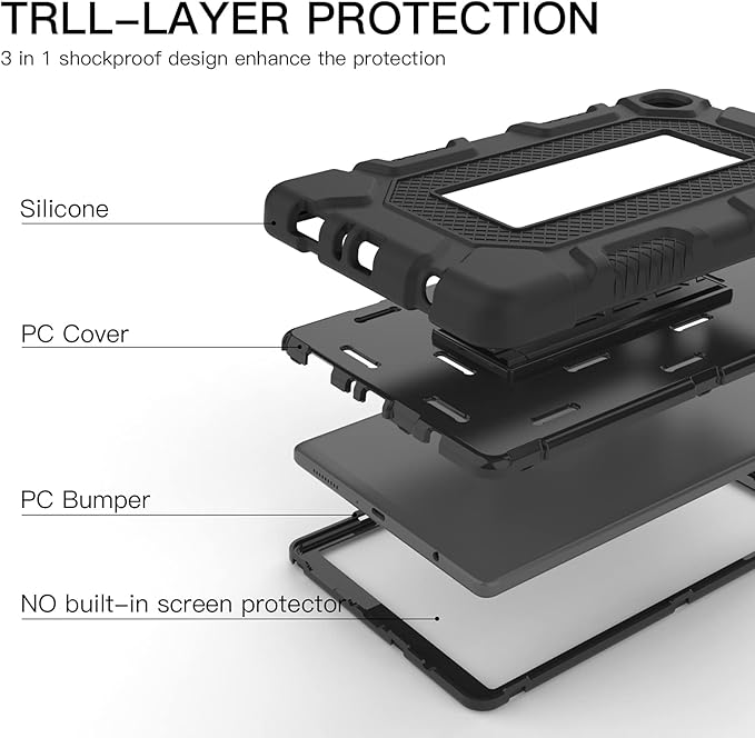Rantice Samsung Galaxy Tab A7 Lite Case 8.7 inch with Kickstand, Shockproof Rugged Tablet Case for Galaxy Tab A7 (SM-T220/T225), Black