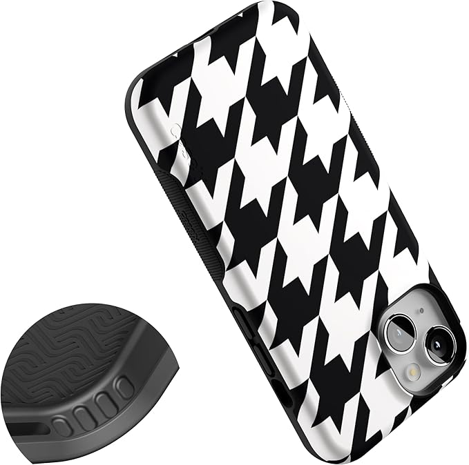 Casely iPhone 14 Case | Houndstooth | High Contrast Design | Compatible with MagSafe | Bold Protective Design