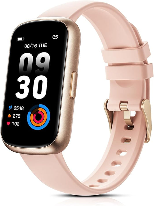 Fitness Tracker for Women Men, Smart Watch Band with 24/7 Heart Rate Blood Oxygen Sleep Monitor, Calories Step Tracker Pedometer 3ATM Waterproof Activity Tracker for Android iOS, Pink