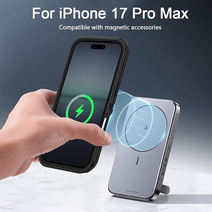 for iPhone 17 Pro Max Case [Compatible with MagSafe] Shockproof 3-Layer Full Body Protection [Without Screen Protector] Rugged Heavy Duty Cover Case for Apple iPhone 17 Pro Max,Black