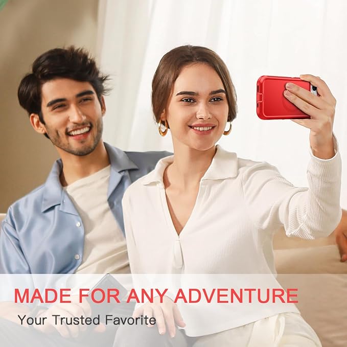 for iPhone 16e Case [Compatible with MagSafe] Shockproof 3-Layer Full Body Protection [Without Screen Protector] Rugged Heavy Duty Cover Case for Apple iPhone 16e 6.1" 2025,Red