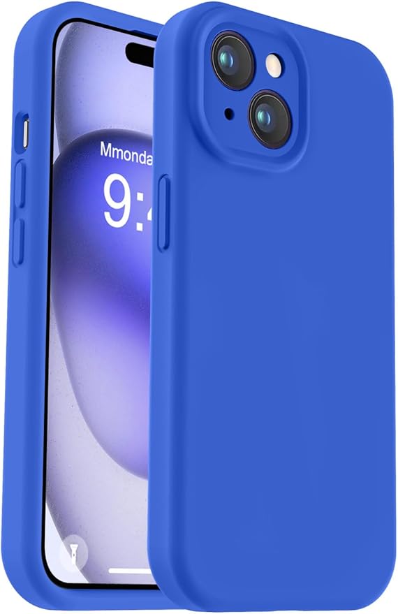 Vooii Compatible with iPhone 15 Case, Upgrade Defender Liquid Silicone, [Enhanced Camera Protection] [Soft Anti-Scratch Microfiber Lining] Shockproof Phone Case for iPhone 15 6.1 inch - Klein Blue
