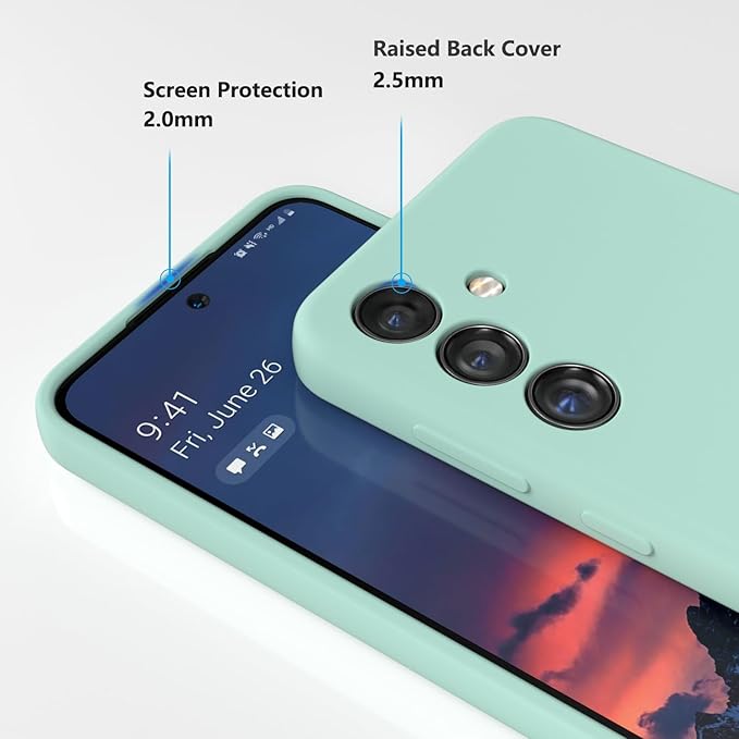 E Segoi Designed for Galaxy S24 Case, Liquid Silicone Gel Rubber Shockproof Case Soft Microfiber Cloth Lining Cushion Compatible with Galaxy S24 5G 6.2 inch (Mint, S24-6.2")