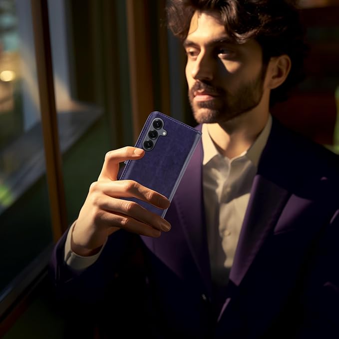 MONASAY Wallet Case Fit for Samsung Galaxy S25+ Plus 5G, [Lens & Glass Screen Protector Included] [RFID Blocking] Flip Folio Leather Cell Phone Cover with Credit Card Holder, 6.7 inch, Purple