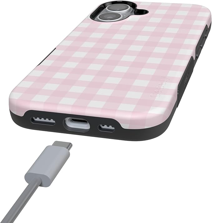 Casely iPhone 17 Case | Pink Plaid | Sunday Best | Compatible with MagSafe | Bold Protective Design