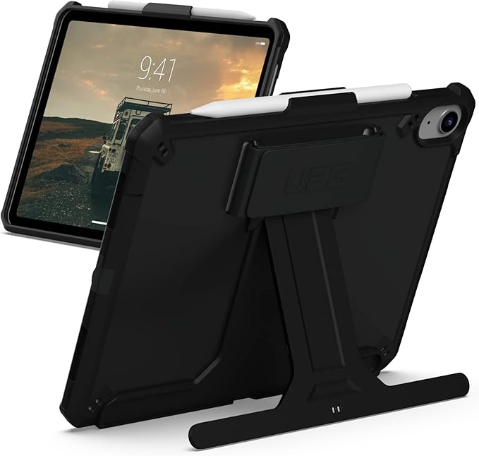 URBAN ARMOR GEAR UAG Designed for iPad 11" A16 11th Gen 2025, 10.9" 10th Gen 2022 Case A3354 A3355 A2696 - Rugged Slim Protective Folio Cover w/Hand Strap Kickstand & Pencil Holder, Scout Black