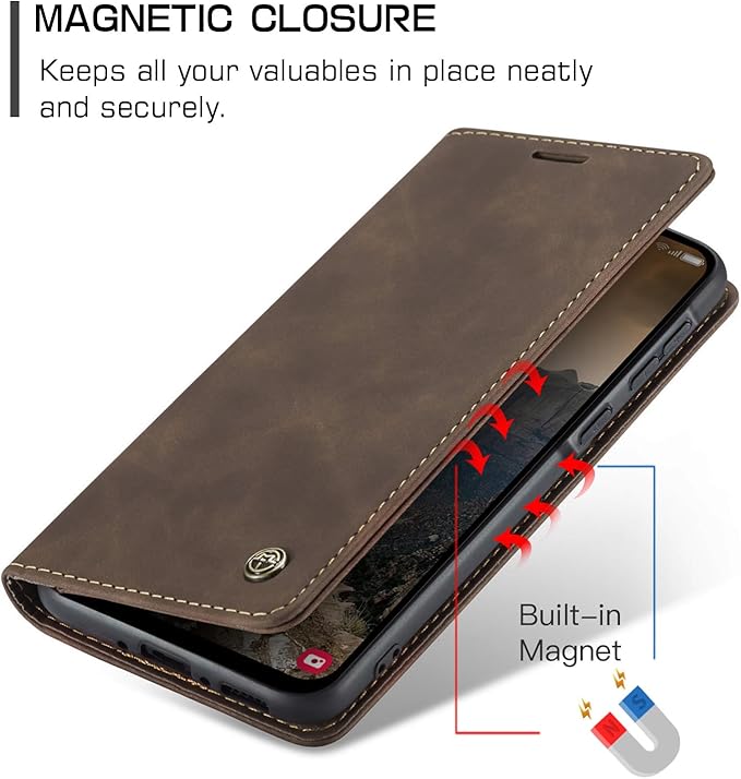 for Samsung Galaxy A36 Case, Flip Wallet Leather Case with Card Holder Magnetic Closure Shockproof Kickstand Protective Phone Cases Cover for Galaxy A36, Coffee