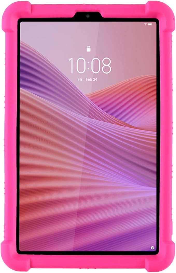 Case for Lenovo Tab One 8.7 Inch Tablet 2025 (TB305FU), Kids Friendly Soft Silicone Adjustable Stand Cover for Lenovo Tab K9 Tablet 8.7 inch Tablets (Rose)