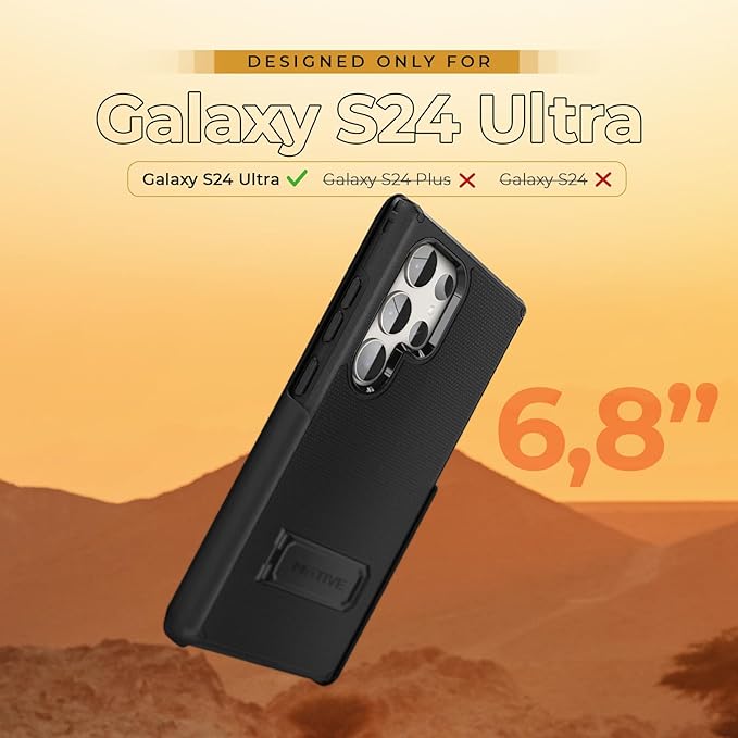 MOTIVE Designed for Samsung Galaxy s24 Ultra Case with Belt Clip, Compatible with MagSafe, Dual-Layer 10FT Military Grade Drop Protection, Shockproof s24 Holster Case 6.8” | Black