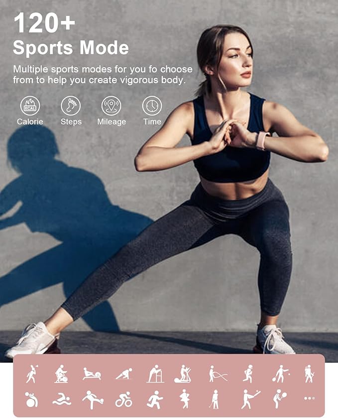 Smart Watches for Women(Answer/Make Calls), 1.83" Fitness Trackers with 24-Hour Heart Rate SpO2 Pedometer Sleep Monitor, 120+ Sport Mode, IP68 Waterproof Fitness Watch Compatible with iPhone&Android
