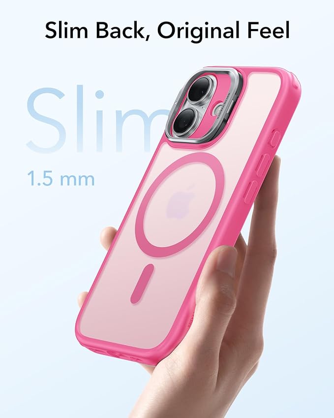ESR for iPhone 17 Case with Stand, Camera Control Cover Compatible with MagSafe, Military-Grade Drop Protection Magnetic Phone Case for iPhone 17, Scratch-Resistant Back Cover,Frosted Pink