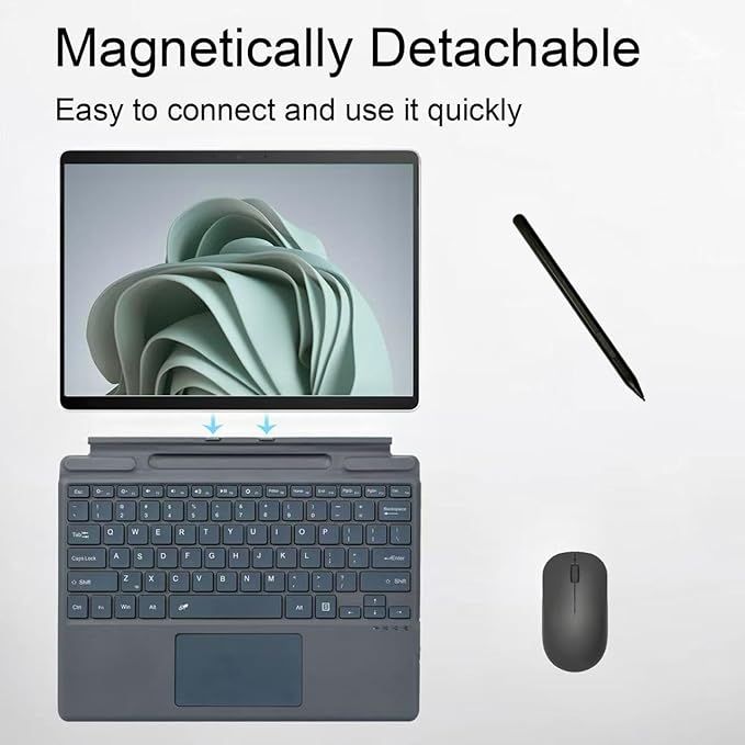 mobee Type Cover for Microsoft Surface Pro 13 inch, Compatible with Surface Pro 13"(11th Edition) / Pro 11 / Pro 10 / Pro 9 / Pro 8 / Pro X, Slim Keyboard with Trackpad Mouse, Backlit, & Pen Holder