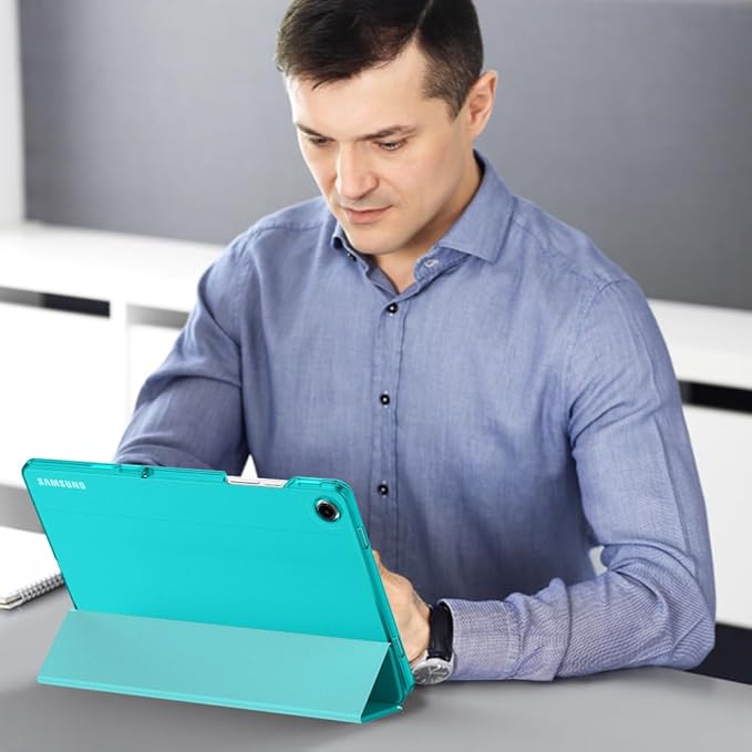 MoKo Case for Galaxy Tab A9+/A9 Plus 11 inch 2023, Slim Stand Protective Smart Cover with Hard PC Translucent Back Shell for Tab A9 Plus Tablet (SM-X210/X216/X218), Auto Wake/Sleep, Pagoda Blue