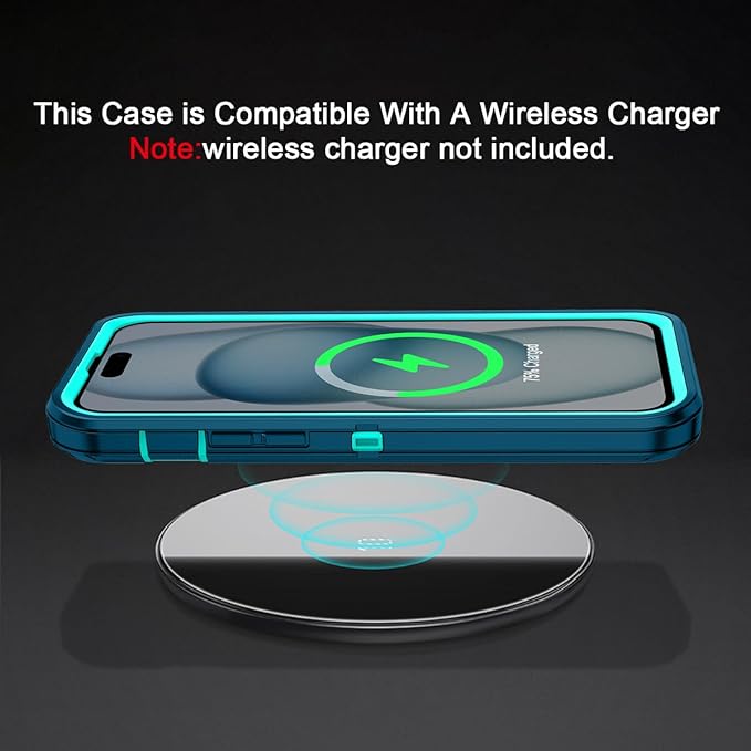 for iPhone 15 Plus Case Shockproof Dust/Drop Proof 3-Layer Full Body Protection [Without Screen Protector] Rugged Heavy Duty Cover Case for Apple iPhone 15 Plus 6.7" 2023,Turquoise