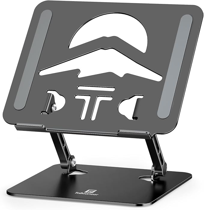 Laptop Stand Adjustable Laptop Holder for Desk, Foldable Laptop Riser Portable Computer Stand Compatible with MacBook, Lenovo, HP and All Laptops up to 15.6 inches Black