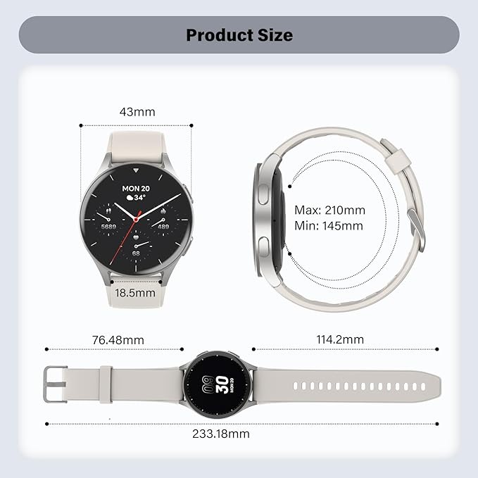 Smart Watch for Women, Built-in Alexa, GPS, HRV, VO2 Max, Blood Oxygen, Sleep & Stress Monitor, BT Calling, Compass, Altimeter, 1.32" AMOLED, Fitness & Women’s Health, Waterproof, iPhone Compatible