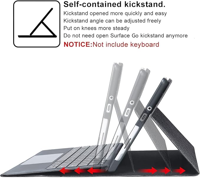 Omnpak Protective Case for Surface Go 4 2023/Go 3 2021/Go 2 2020/Go 2018 with Stylus Holder, Multiple Angle Slim Lightweight Cover, Compatible with Type Cover Keyboard（Keyboard Not Included）