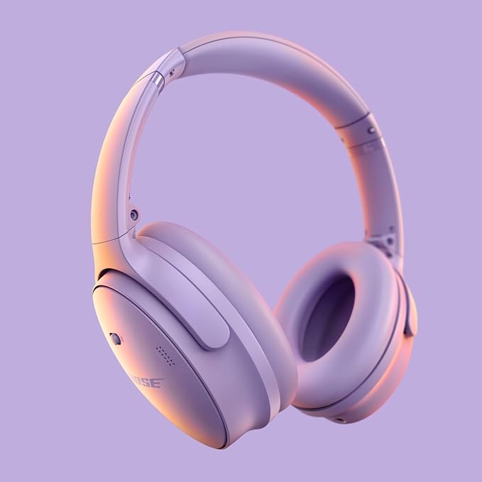 Bose QuietComfort Bluetooth Headphones, Wireless Headphones with Active Over Ear Noise Cancelling and Mic, Deep Bass, Up to 24 Hours of Playtime, Chilled Lilac - Limited Edition Color