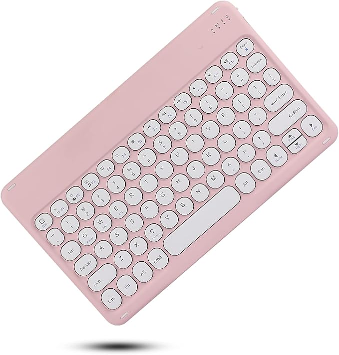 HENGHUI Keyboard Case for Galaxy Tab S6 Lite 10.4 inch Keyboard Case Cute Round Key Color Keyboard Wireless Detachable BT Keyboard Cover with S Pen Holder (Pink)