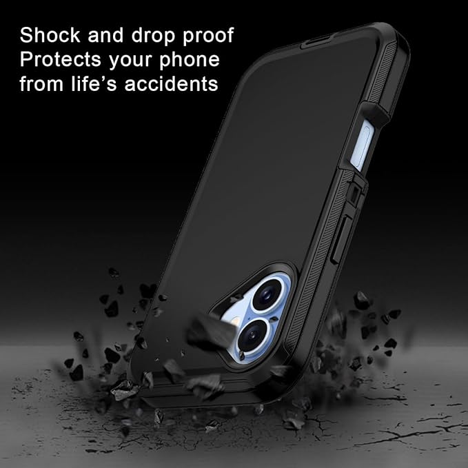 for iPhone 17 Case Shockproof Dust/Drop Proof 3-Layer Full Body Protection [Without Screen Protector] Rugged Heavy Duty Cover Case for Apple iPhone 17 6.3" 2025,Black