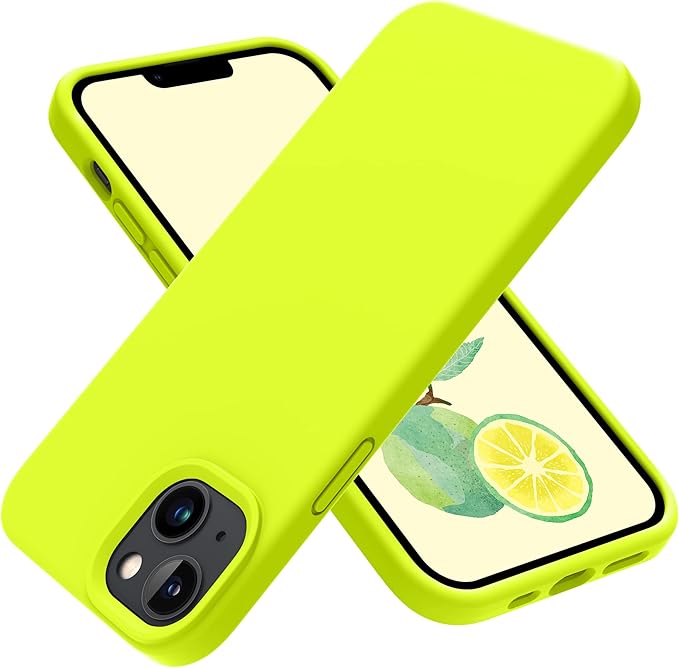 OTOFLY Designed for iPhone 14 Case, Silicone Shockproof Slim Thin Phone Case for iPhone 14 6.1 inch (Fluorescent Yellow)