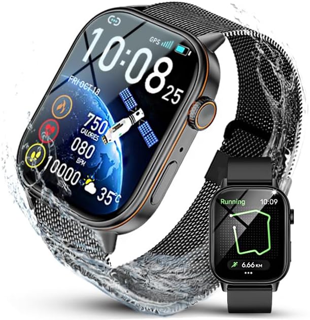 LAKEYLOYI Smart Watches for Men Women Answer Make Calls HD Smartwatch for iOS Android Phones Activity Fitness Tracker Smartwatches with Heart Rate/Sleep Monitor Pedometer Waterproof,Black (Black)