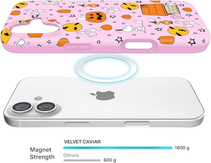 VELVET CAVIAR Case for iPhone 17 | Compatible with MagSafe | 10ft Drop Tested | Protective Designer Cases | Pink Pumpkin Snoopy