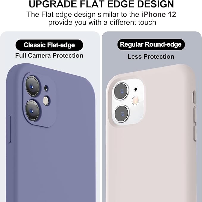 Vooii Compatible with iPhone 11 Case, Upgraded Liquid Silicone with [Flat Edges] [Camera Protection] [Soft Anti-Scratch Microfiber Lining] Phone Case for iPhone 11 6.1 inch - Lavender Grey