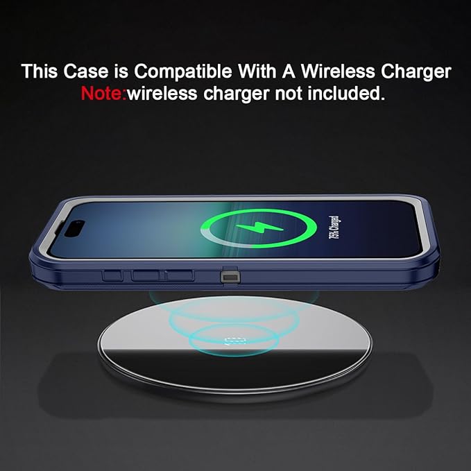 for iPhone 15 Pro Max Case Shockproof Dust/Drop Proof 3-Layer Full Body Protection [Without Screen Protector] Rugged Heavy Duty Cover Case for Apple iPhone 15 Pro Max 6.7" 2023,Blue/Grey